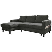 ECKSOFA in Struktur Dunkelgrau  - Dunkelgrau/Schwarz, Holz/Textil (148/228cm) - MID.YOU