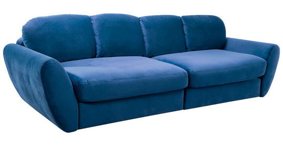 BIGSOFA Flachgewebe Blau  - Blau/Schwarz, MODERN, Kunststoff/Textil (290/96/113cm) - Cantus