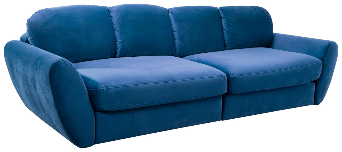 BIGSOFA in Flachgewebe Blau  - Blau/Schwarz, Modern, Kunststoff/Textil (290/96/113cm) - Sit & More