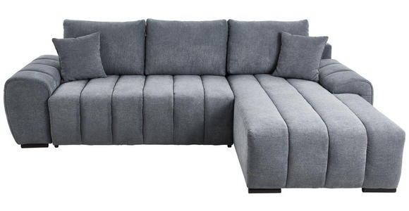 ECKSOFA Dunkelgrau Flachgewebe  - Dunkelgrau/Schwarz, KONVENTIONELL, Holz/Textil (275/180cm) - Carryhome