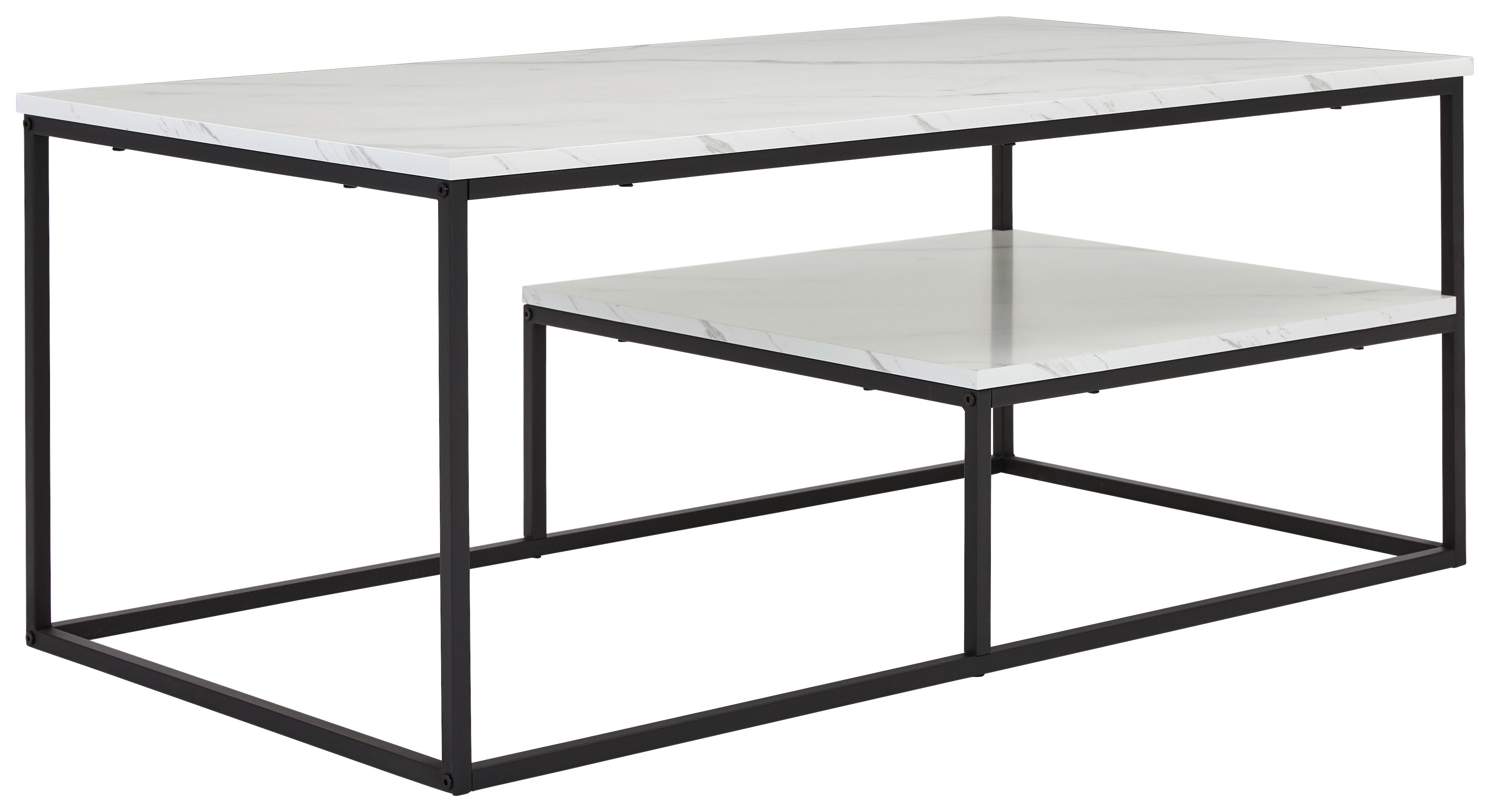 Couchtisch Sun 110/60/45 cm rechteckig Schwarz, Weiß  - Schwarz/Weiß, Design, Holzwerkstoff/Metall (110/60/45cm) - MID.YOU