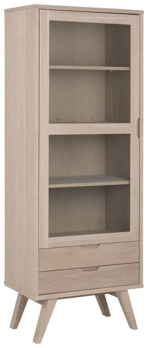 VITRINE in furniert, massiv Weiss, Eichefarben  - Weiss/Eichefarben, Design, Glas/Holzwerkstoff (72/190/42cm) - MID.YOU