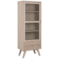 VITRINE in furniert, massiv Weiss, Eichefarben  - Weiss/Eichefarben, Design, Glas/Holzwerkstoff (72/190/42cm) - MID.YOU