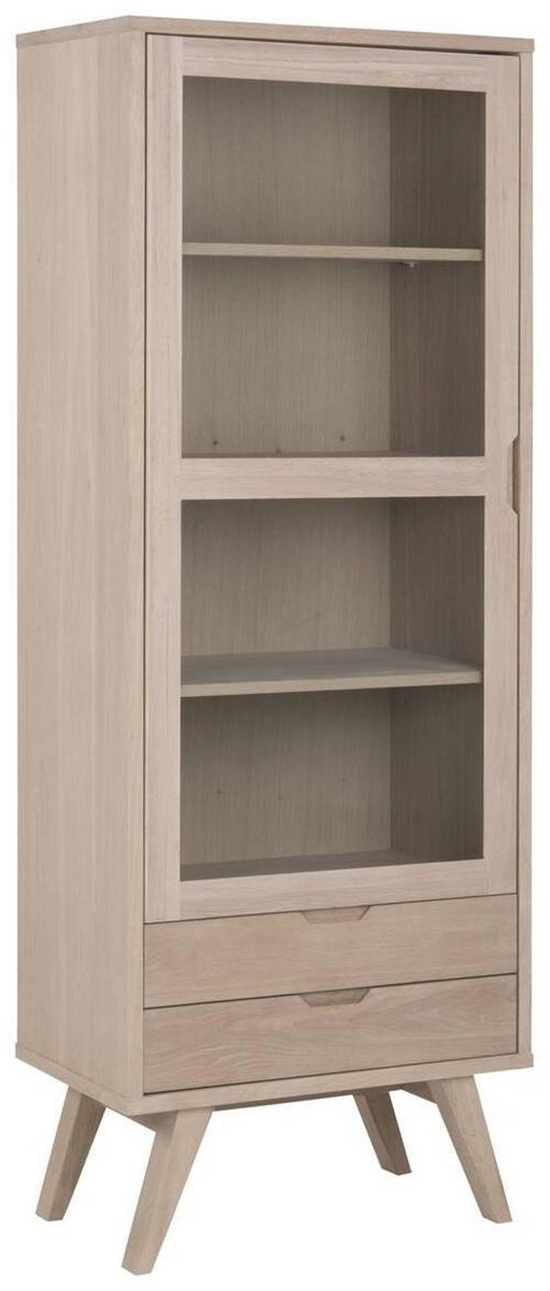 VITRINE in furniert, massiv Weiss, Eichefarben  - Weiss/Eichefarben, Design, Glas/Holzwerkstoff (72/190/42cm) - MID.YOU