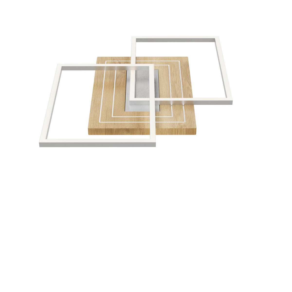 LED-DECKENLEUCHTE Saalbach S 50/42/7 cm   - Silberfarben, Natur, Holz/Metall (50/42/7cm)