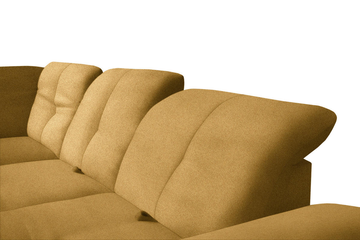 ECKSOFA in Flachgewebe Currygelb  313/242 cm  - Currygelb/Schwarz, Design, Textil/Metall (313/242cm) - Xora