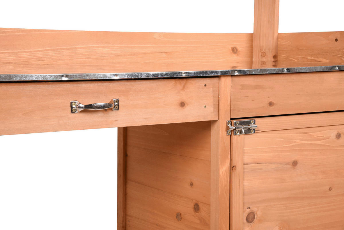 PFLANZTISCH  - Silberfarben/Braun, MODERN, Holz/Metall (45,5/125/112,3cm) - Gardenson