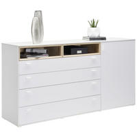 KOMODA   180,4/92,8/43 cm   bijela, boje hrasta  - bijela/boje hrasta, Design, drvni materijal (180,4/92,8/43cm) - Hom`in