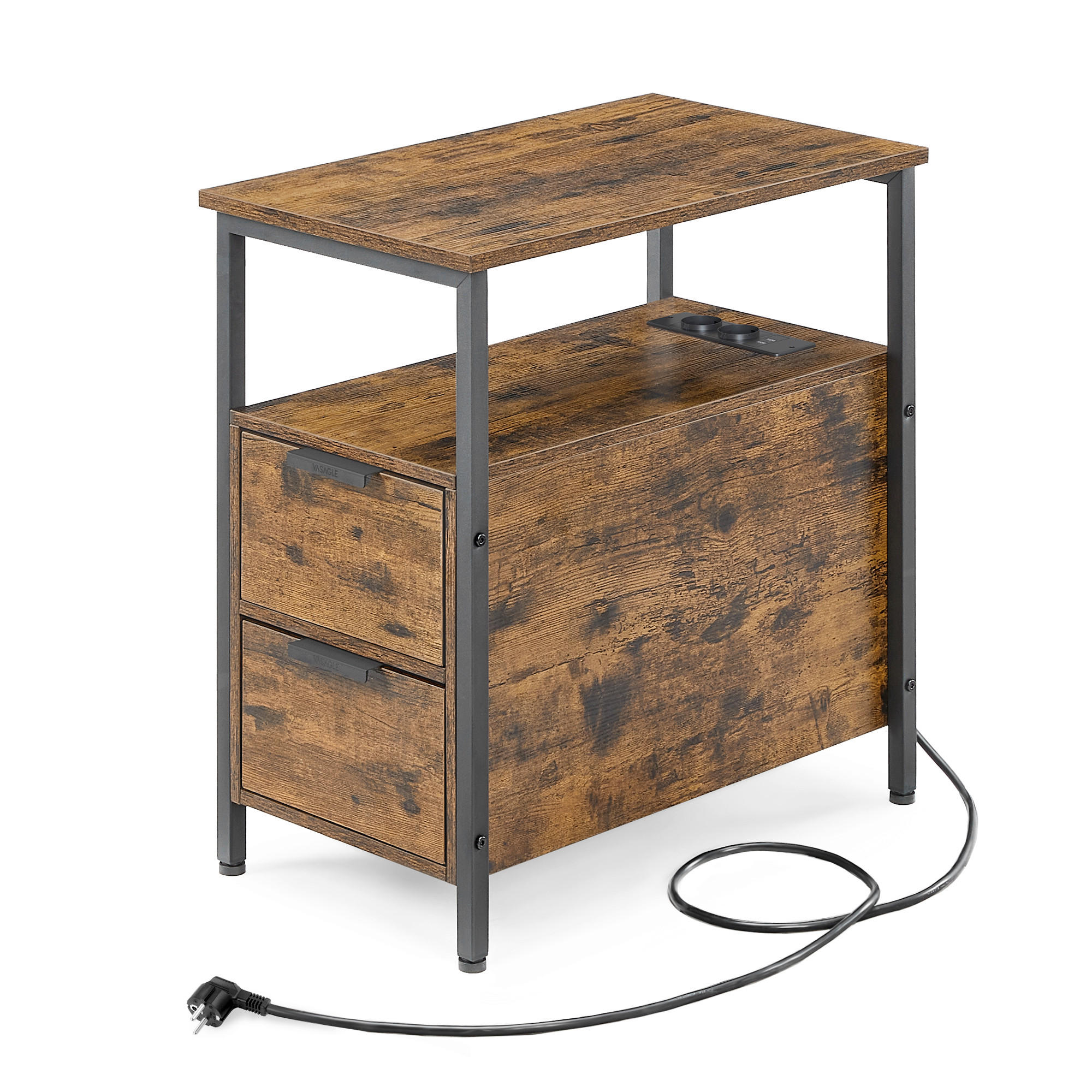 Mid.you Beistelltisch Schwarz, Dunkelbraun 61x35x60 cm
