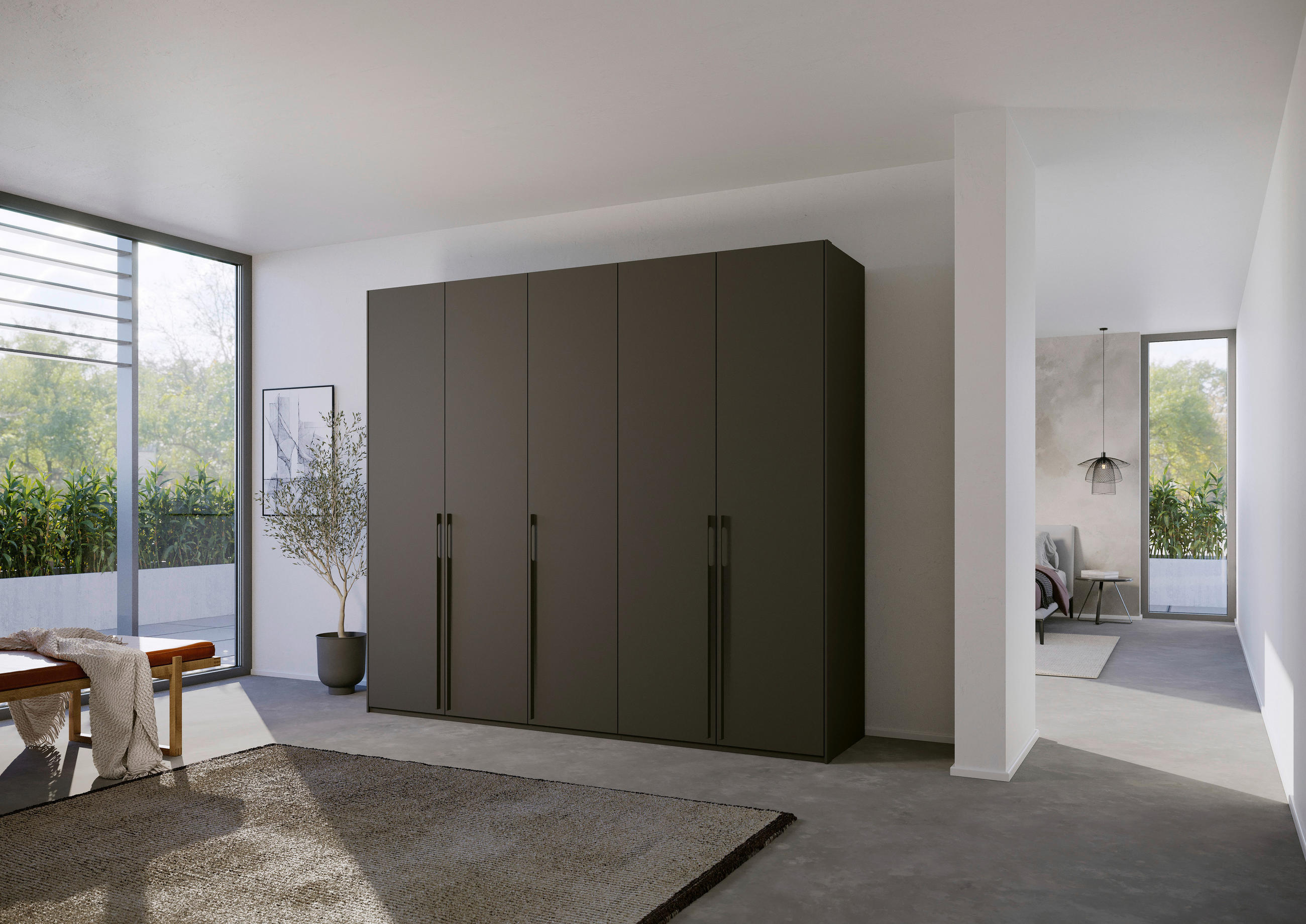 DREHTÜRENSCHRANK 251/235/60 cm 5-türig Graphitfarben  - Graphitfarben, Trend, Holzwerkstoff/Metall (251/235/60cm) - Novel