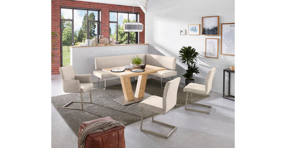 ECKBANK 173/160 cm  in Creme, Edelstahlfarben  - Edelstahlfarben/Creme, Design, Textil/Metall (173/160cm) - Dieter Knoll
