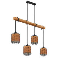HÄNGELEUCHTE 85/15/140 cm    - Schwarz/Braun, Konventionell, Kunststoff/Metall (85/15/140cm) - Globo