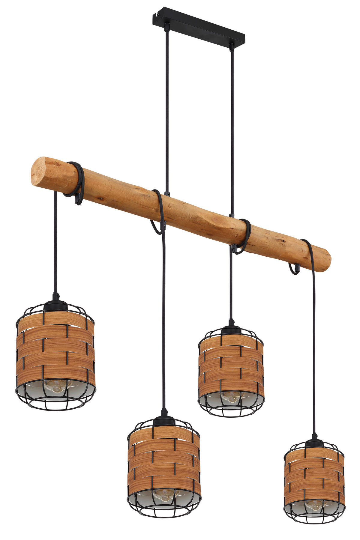 HÄNGELEUCHTE 85/15/140 cm    - Schwarz/Braun, Konventionell, Kunststoff/Metall (85/15/140cm) - Globo