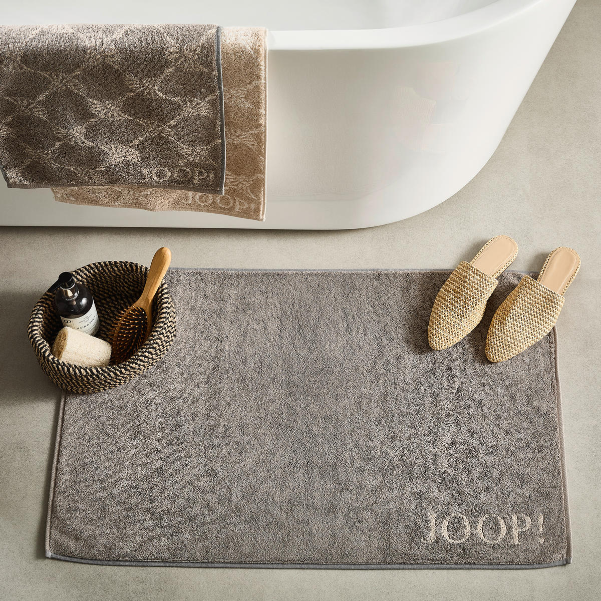 BADEMATTE 50/80 cm Graphitfarben, Beige  - Beige/Graphitfarben, Basics, Textil (50/80cm) - Joop!