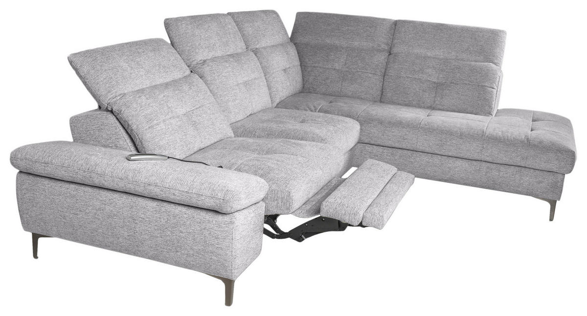 ECKSOFA Greige Webstoff  - Greige/Schwarz, KONVENTIONELL, Textil/Metall (288/225cm) - Carryhome