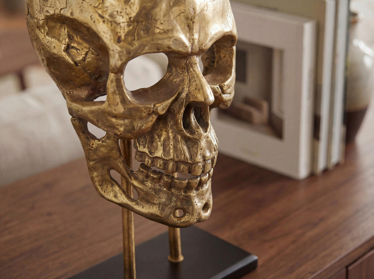 DEKOSCHÄDEL  - Goldfarben, Design, Metall (32,5/57/17cm) - Livetastic