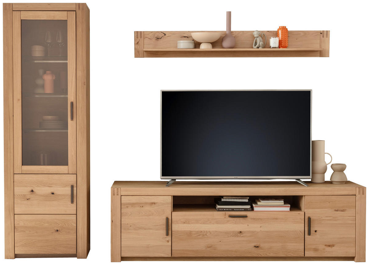 WOHNWAND 3-teilig  in Eichefarben 283/203/50 cm  - Eichefarben/Anthrazit, Design, Glas/Holz (283/203/50cm) - Livetastic
