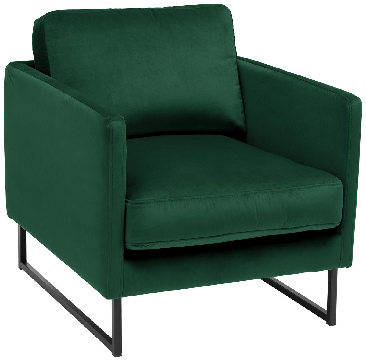 SESSEL in Samt Dunkelgrün  - Dunkelgrün/Schwarz, Design, Textil/Metall (72/78/84cm) - Carryhome