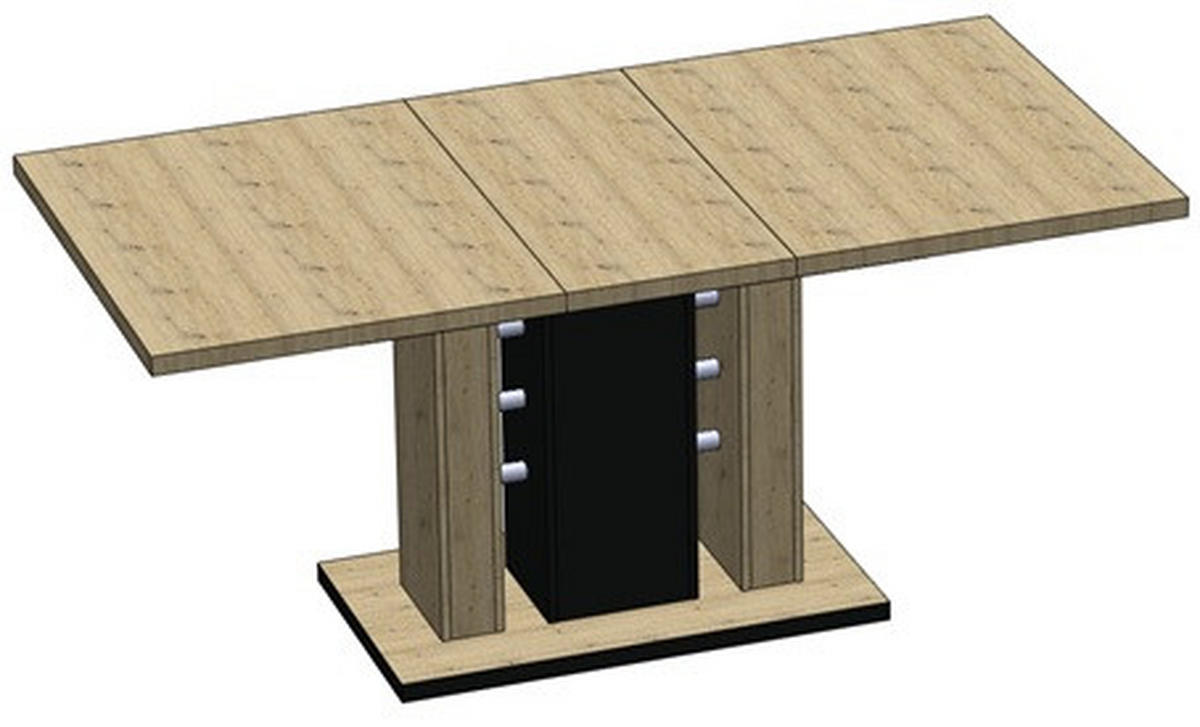 TABLE in Metall, Holzwerkstoff 140-180/90/75,5 cm  - Schwarz/Eiche Artisan, Konventionell, Holzwerkstoff/Metall (140-180/90/75,5cm) - Carryhome