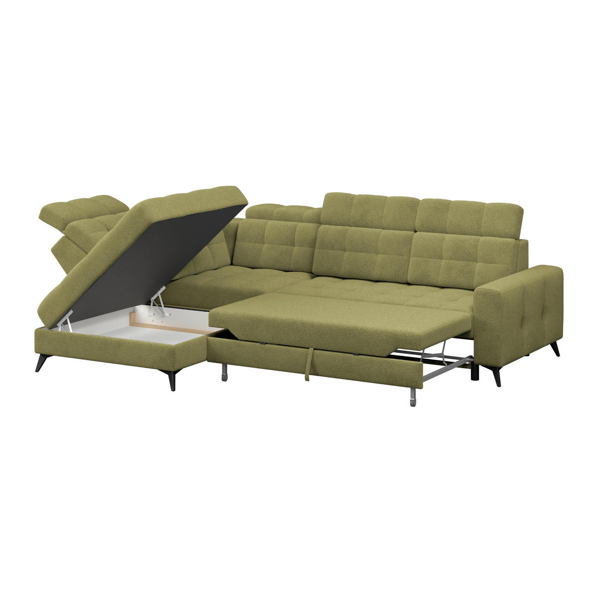 HÖRNSOFFA i velour grön  - grön/svart, Romantik / Lanthus, metall/textil (228/289cm) - MID.YOU