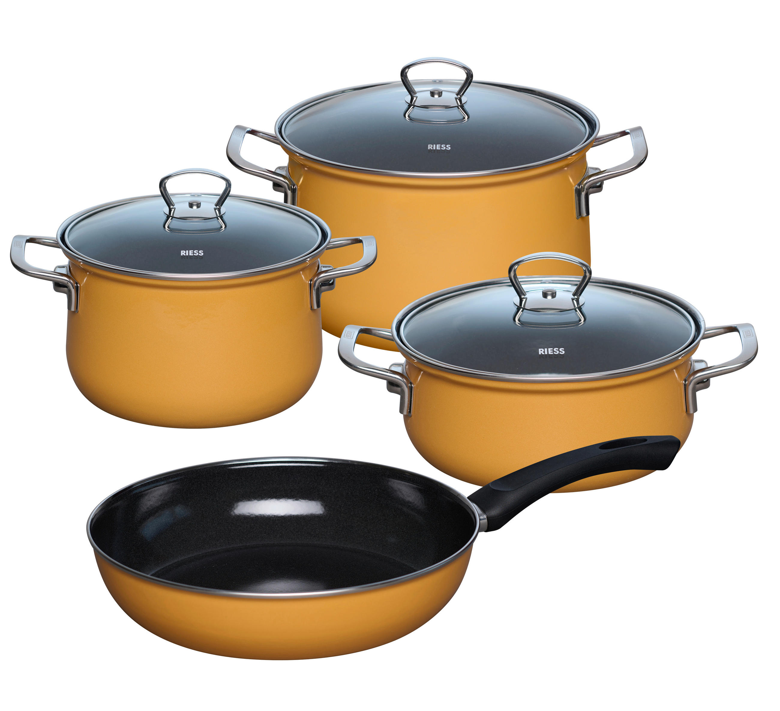 KOCHTOPFSET ORANGE 4-teilig  - Orange, Basics, Metall (48.50/28.50/24cm) - Riess