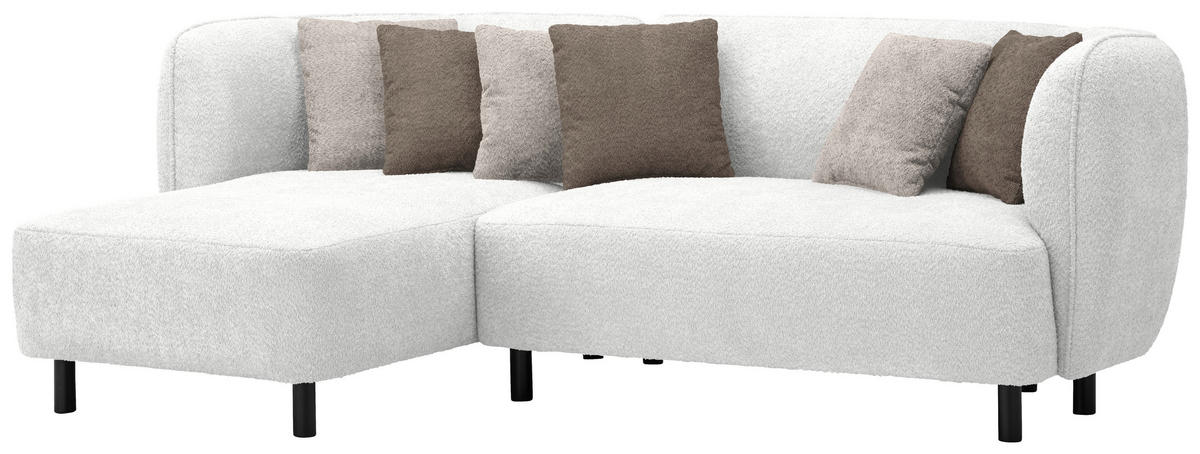 ECKSOFA in Chenille Weiß  148/236 cm  - Sandfarben/Schwarz, Design, Holz/Textil (148/236cm) - Lomoco