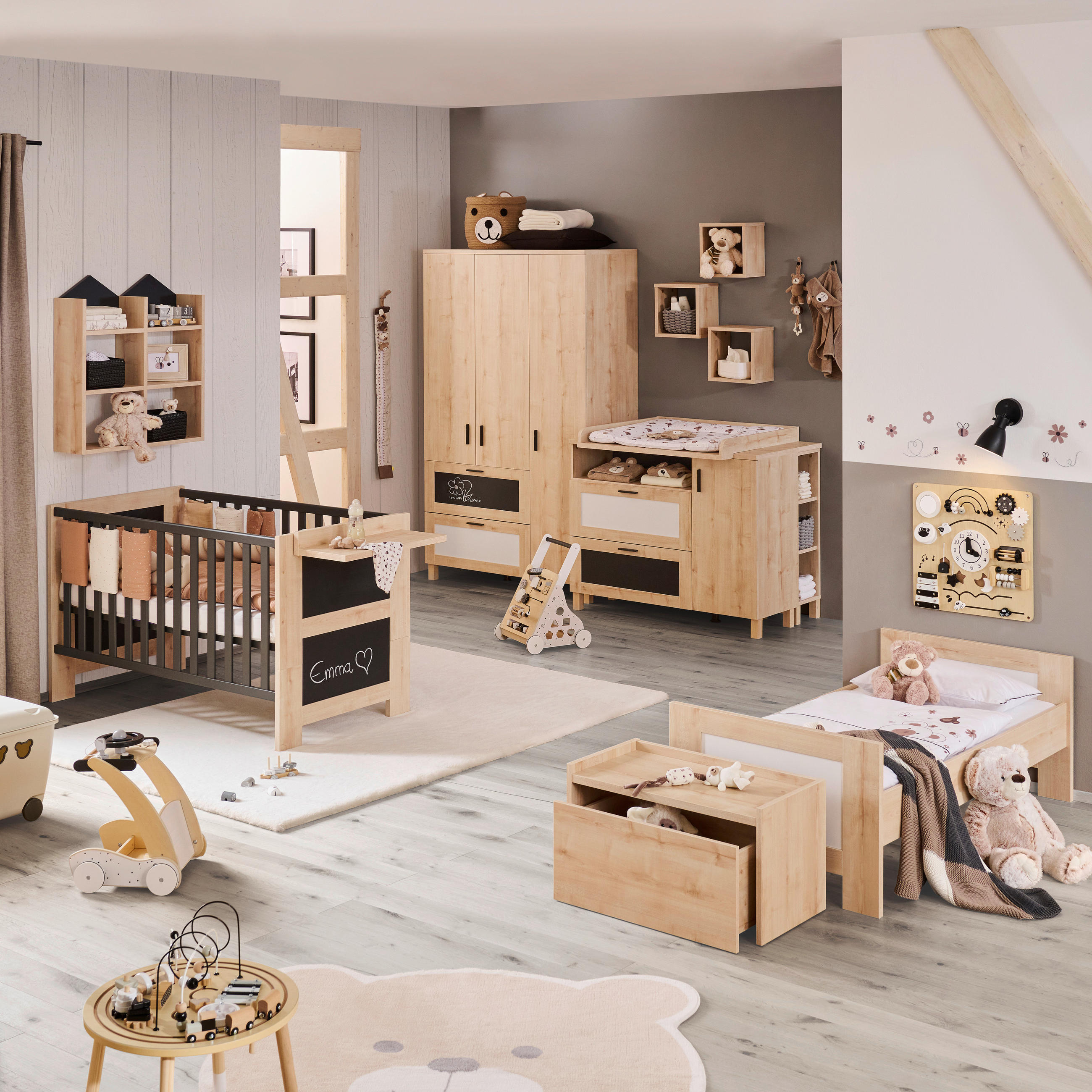 GITTERBETT Try Me  144/76/86 cm   - Anthrazit/Birkefarben, Trend, Holzwerkstoff (144/76/86cm) - Jimmylee