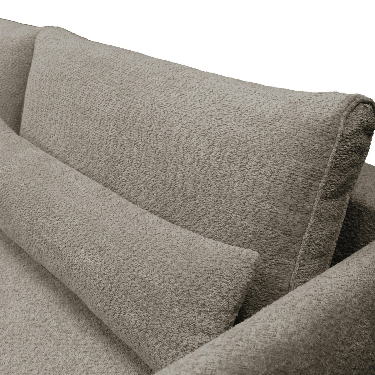 ECKSOFA Beige Bouclé  - Beige/Schwarz, Design, Textil/Metall (273/204cm) - MID.YOU