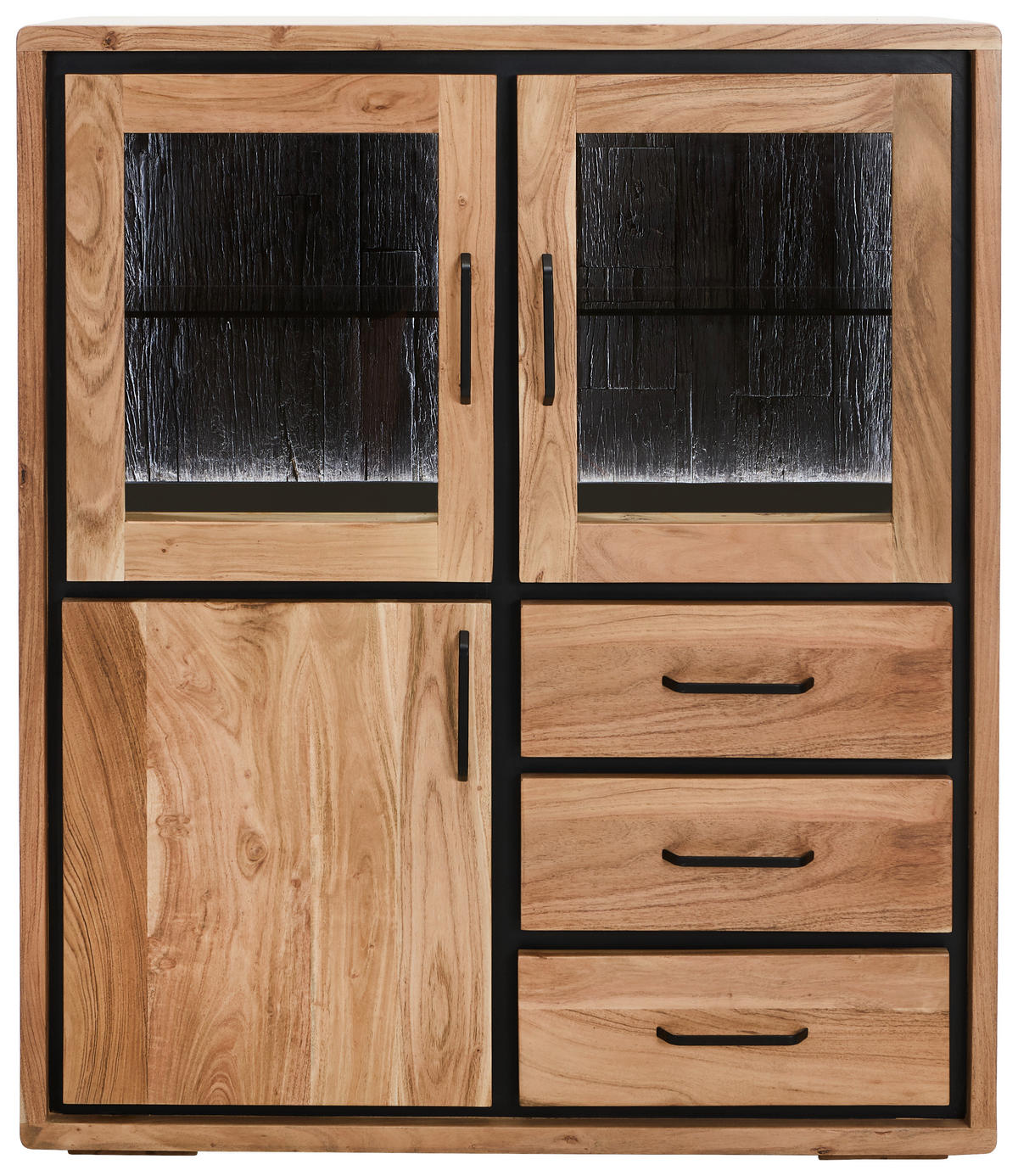 HIGHBOARD  in 110/130/40 cm  - Schwarz/Akaziefarben, LIFESTYLE, Glas/Holz (110/130/40cm) - Landscape