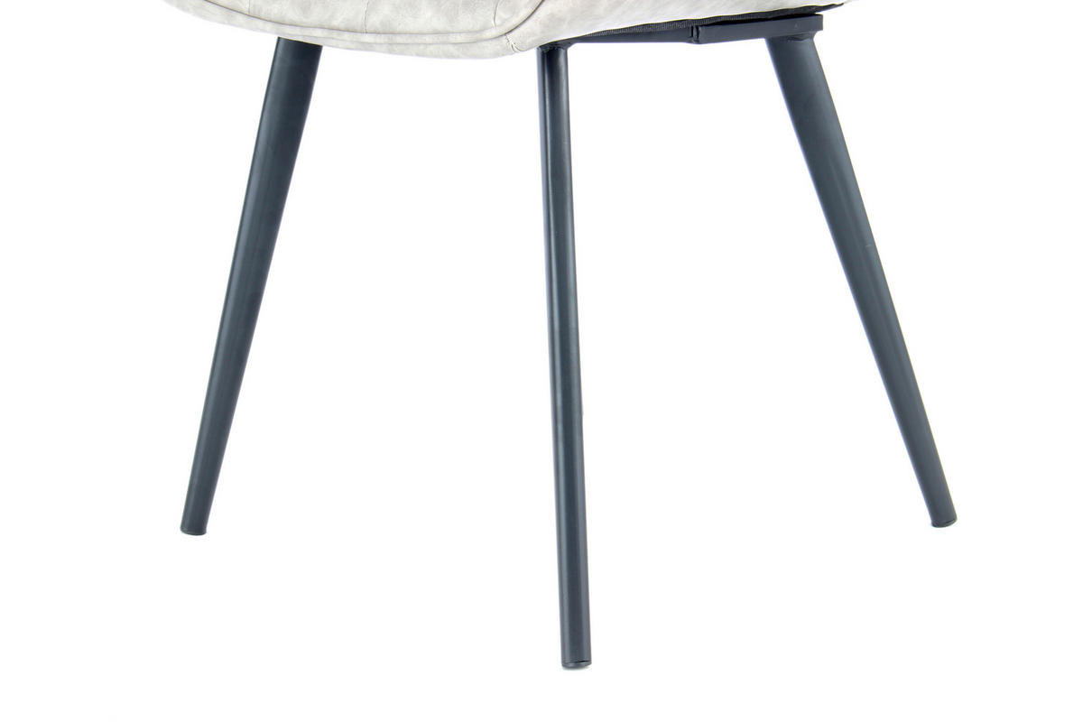STUHL-SET 2 Stück  in Lederlook  - Schwarz/Grau, Design, Textil/Metall (59/88/56cm) - Kayoom