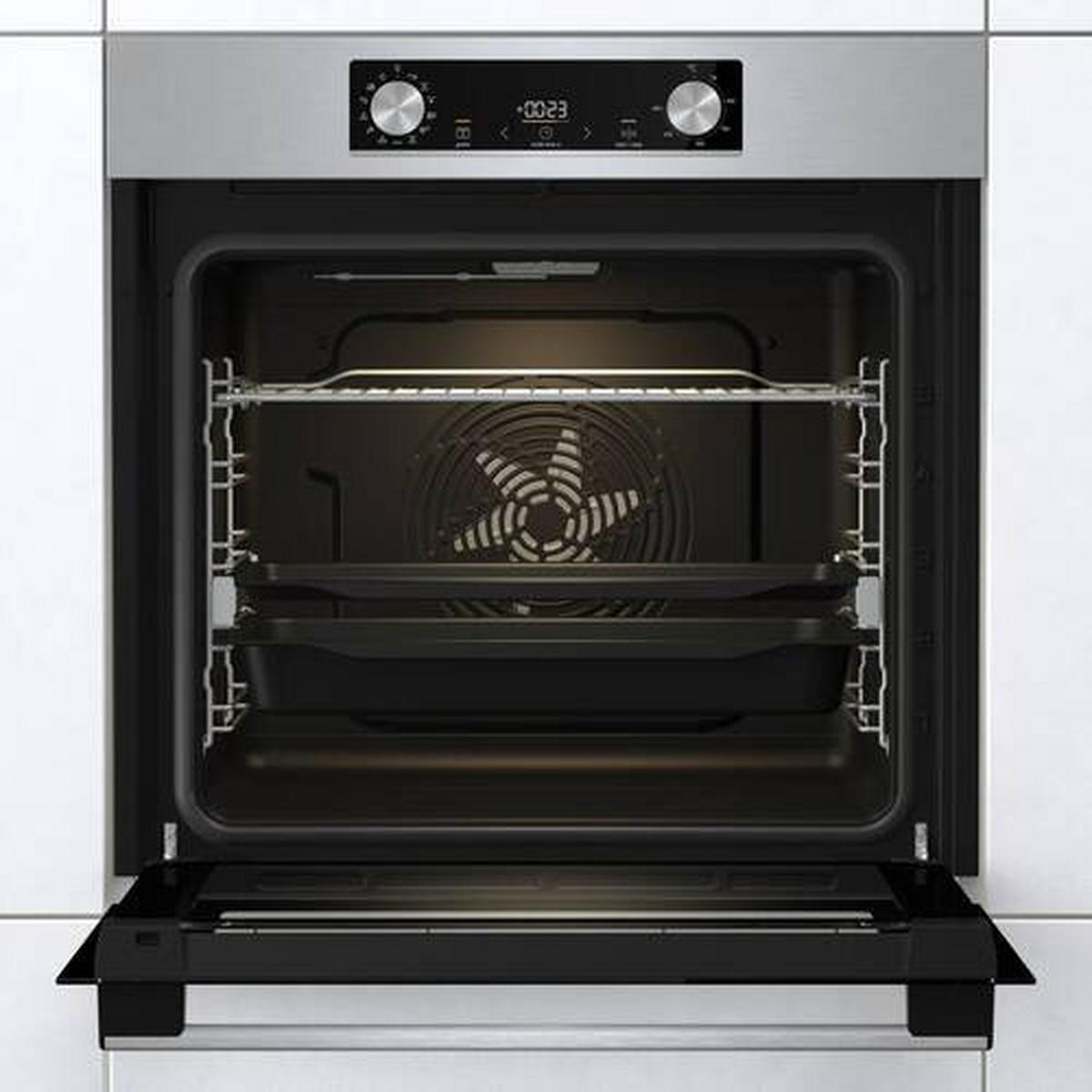 BACKOFENSET BLACK PEPPER SIX  - Edelstahlfarben, Basics, Glas/Metall (59,5/59,5/56,4cm) - Gorenje