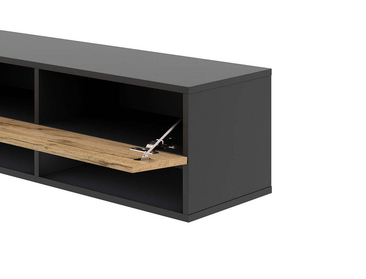 LOWBOARD DERBY  in 200/31,5/32,5 cm  - Eiche Wotan/Schwarz, Design, Holzwerkstoff (200/31,5/32,5cm) - Livetastic