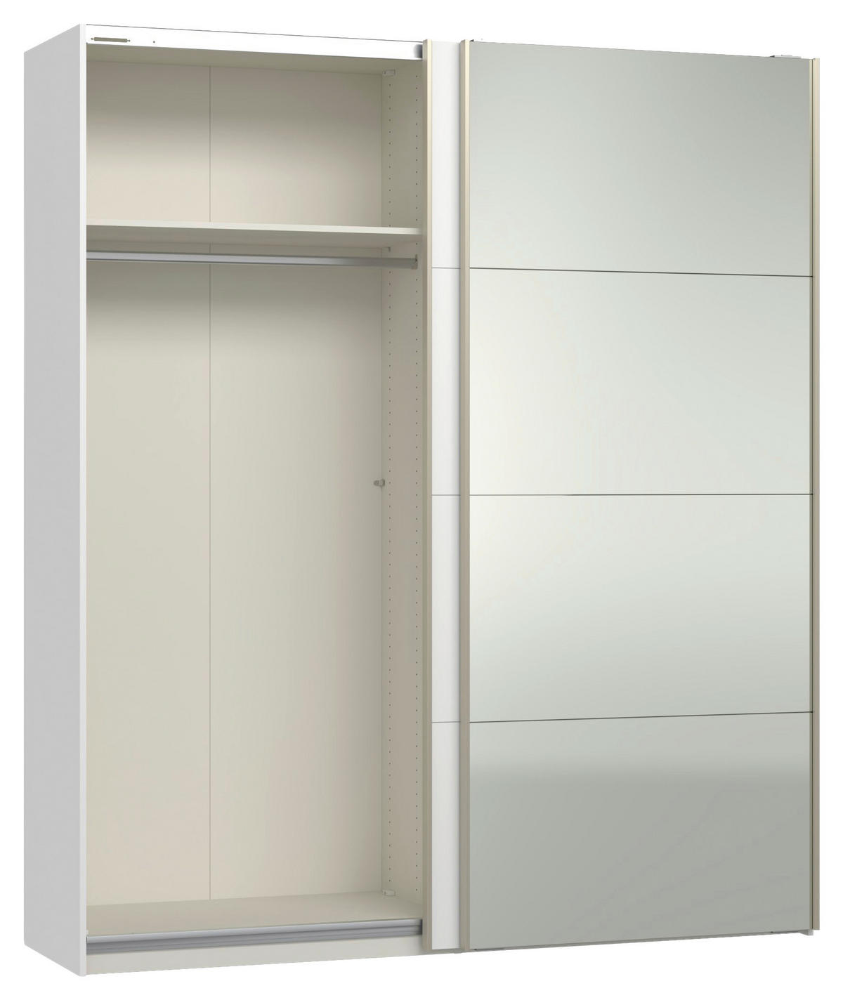SCHWEBETÜRENSCHRANK 203/236/65 cm 2-türig Weiß  - Edelstahlfarben/Weiß, Design, Glas/Holzwerkstoff (203/236/65cm) - Jutzler