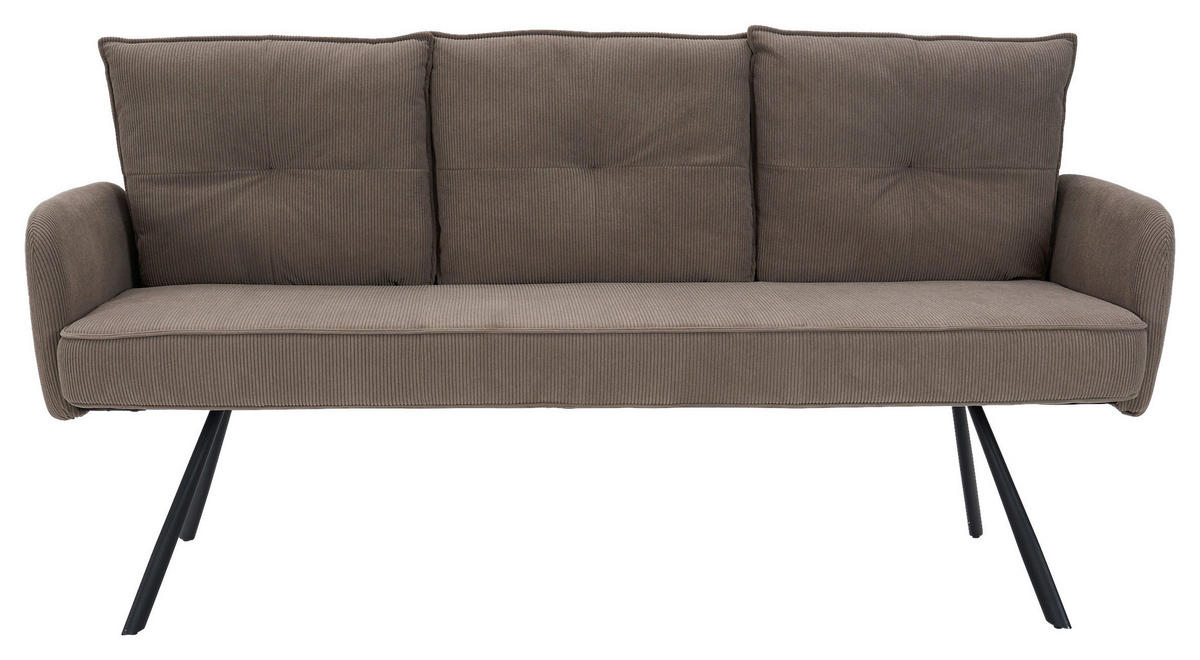 SITZBANK 180/93/67 cm Cord Braun Metall  - Schwarz/Braun, Design, Textil/Metall (180/93/67cm) - Novel