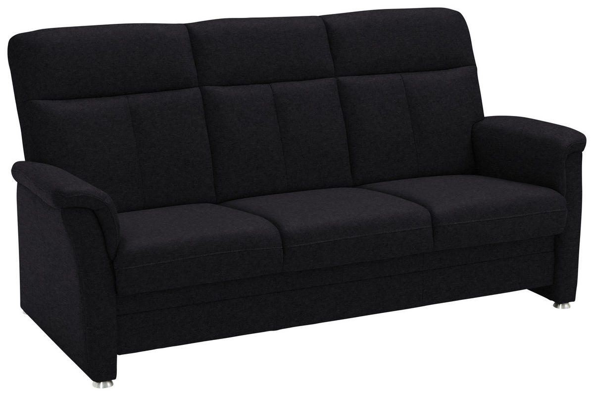 3-SITZER-SOFA Flachgewebe Anthrazit  - Anthrazit/Alufarben, Konventionell, Textil/Metall (194/100/89cm) - Beldomo Comfort