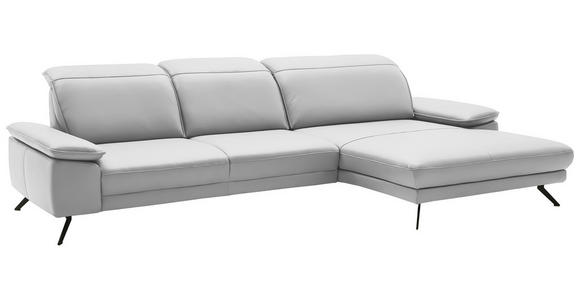 ECKSOFA in Echtleder Weiß  - Schwarz/Weiß, Design, Leder/Metall (332/193cm) - Dieter Knoll