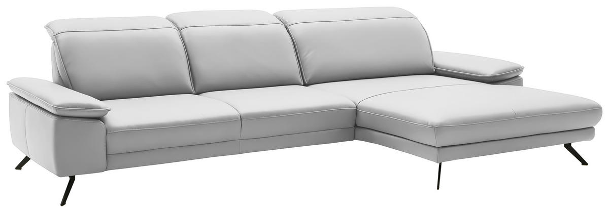 ECKSOFA in Echtleder Weiss  - Weiss/Schwarz, Design, Leder/Metall (332/193cm) - Dieter Knoll