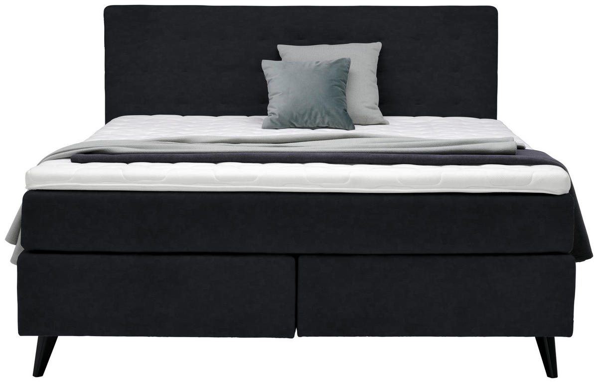 BOXSPRINGBETT 180/200 cm  in Schwarz  - Schwarz, Konventionell, Holz/Textil (180/200cm) - Voleo