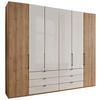 FALTTÜRENSCHRANK 250/216/58 cm 6-türig Champagner, Eiche Bianco  - Schieferfarben/Eiche Bianco, KONVENTIONELL, Glas/Holzwerkstoff (250/216/58cm) - Dieter Knoll