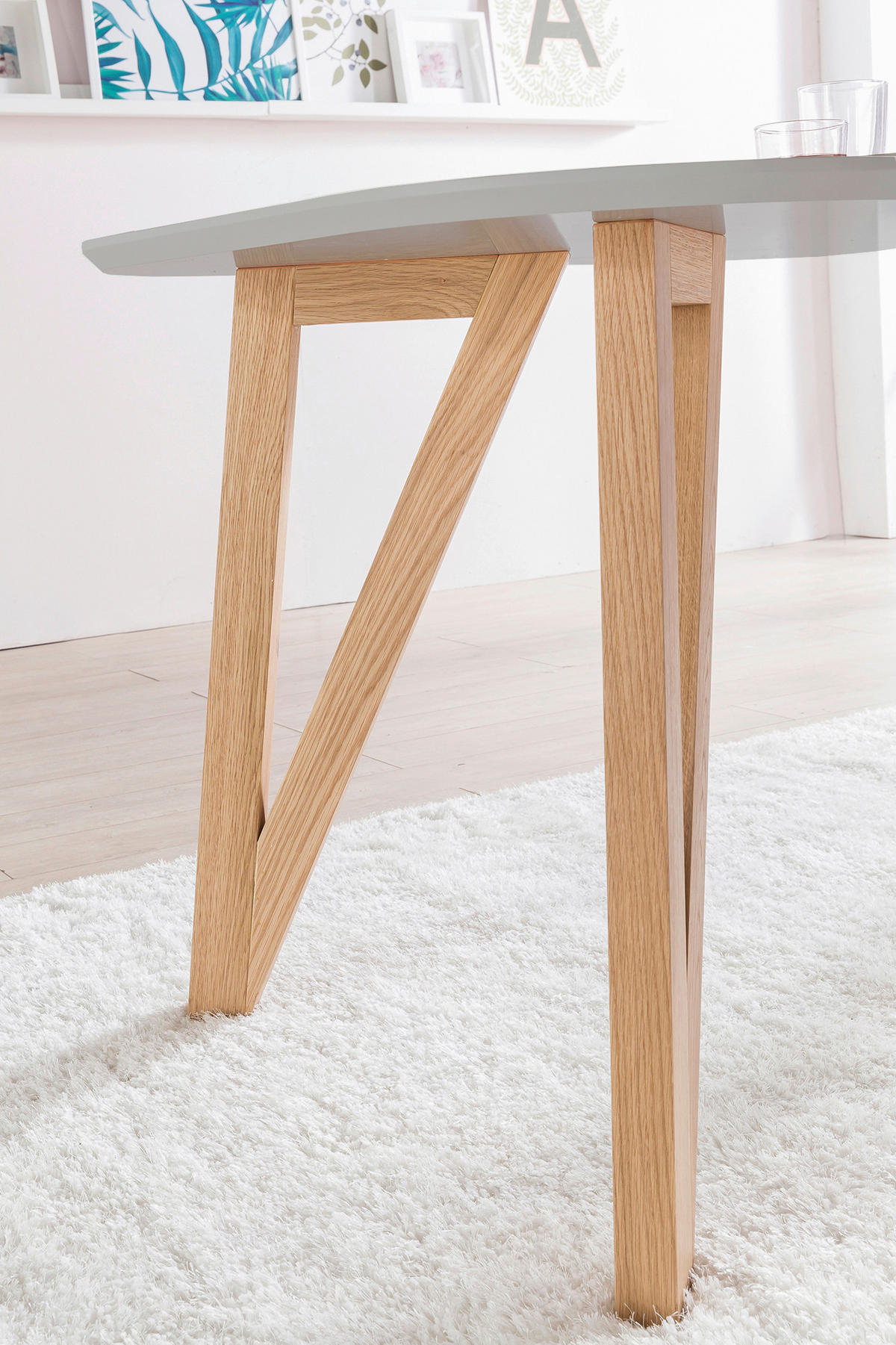 ESSTISCH Eiche massiv oval Grau  - Naturfarben/Grau, MODERN, Holz/Holzwerkstoff (200/100/76cm) - Livetastic