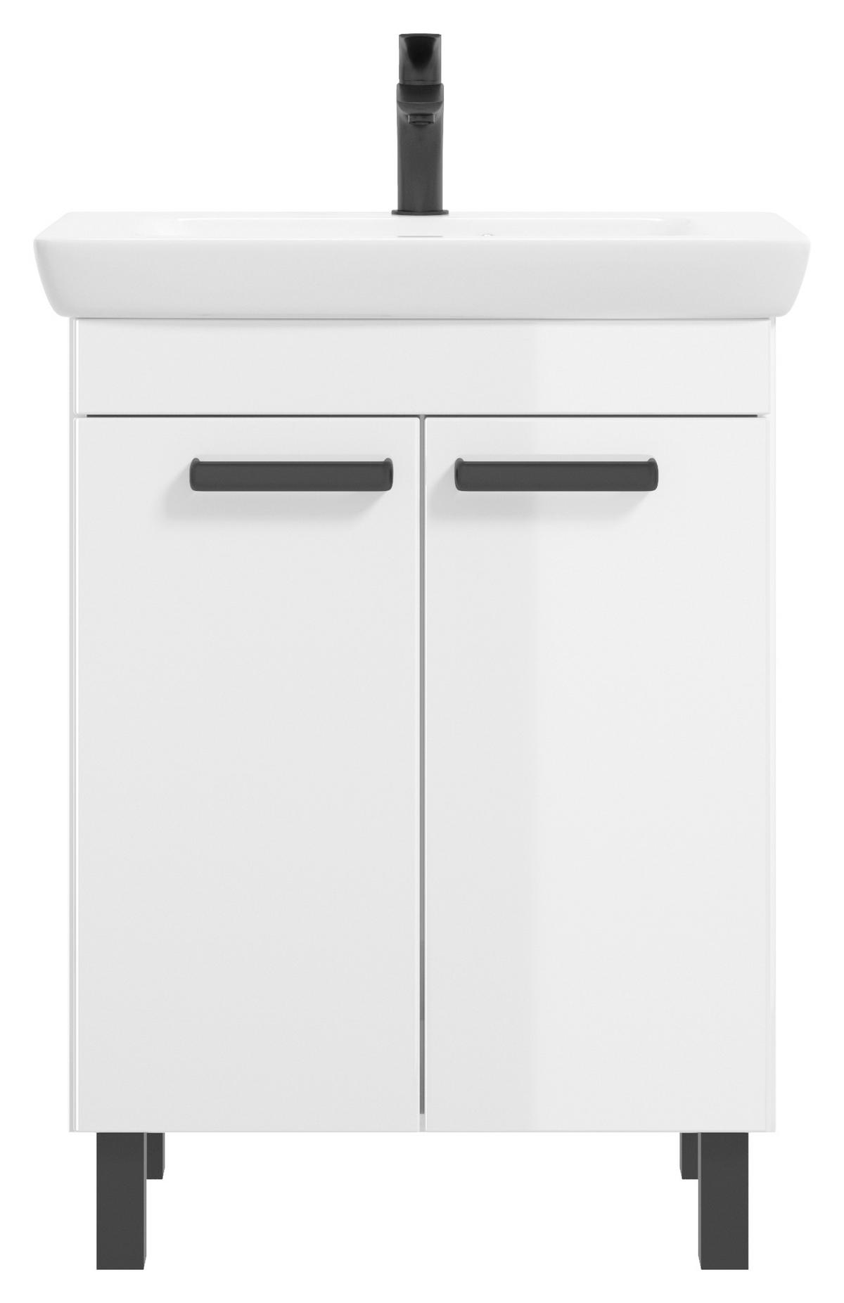 UMIVAL. ENOTA Z UMIVALNIKOM  - črna/bela, Basics, kovina/umetna masa (65/87/38cm) - Boxxx