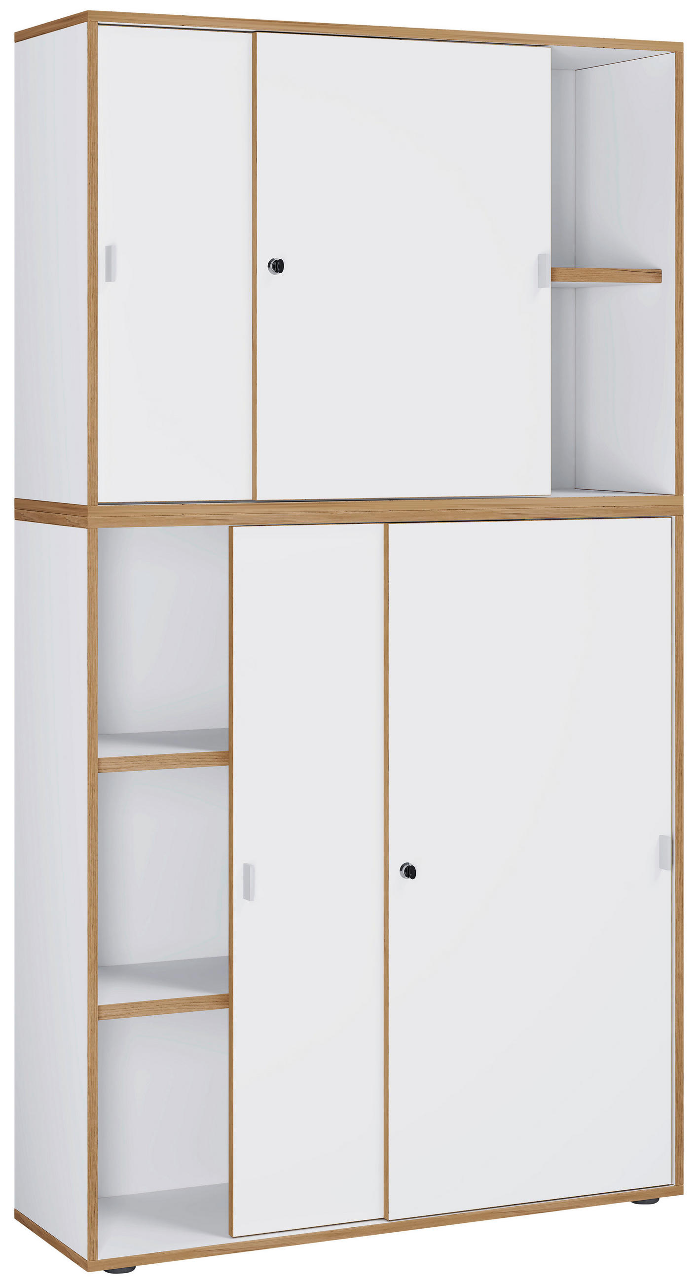 AKTENSCHRANK Weiß, Honigeiche  - Honigeiche/Weiß, Design, Holzwerkstoff (100/183/37cm) - P & B