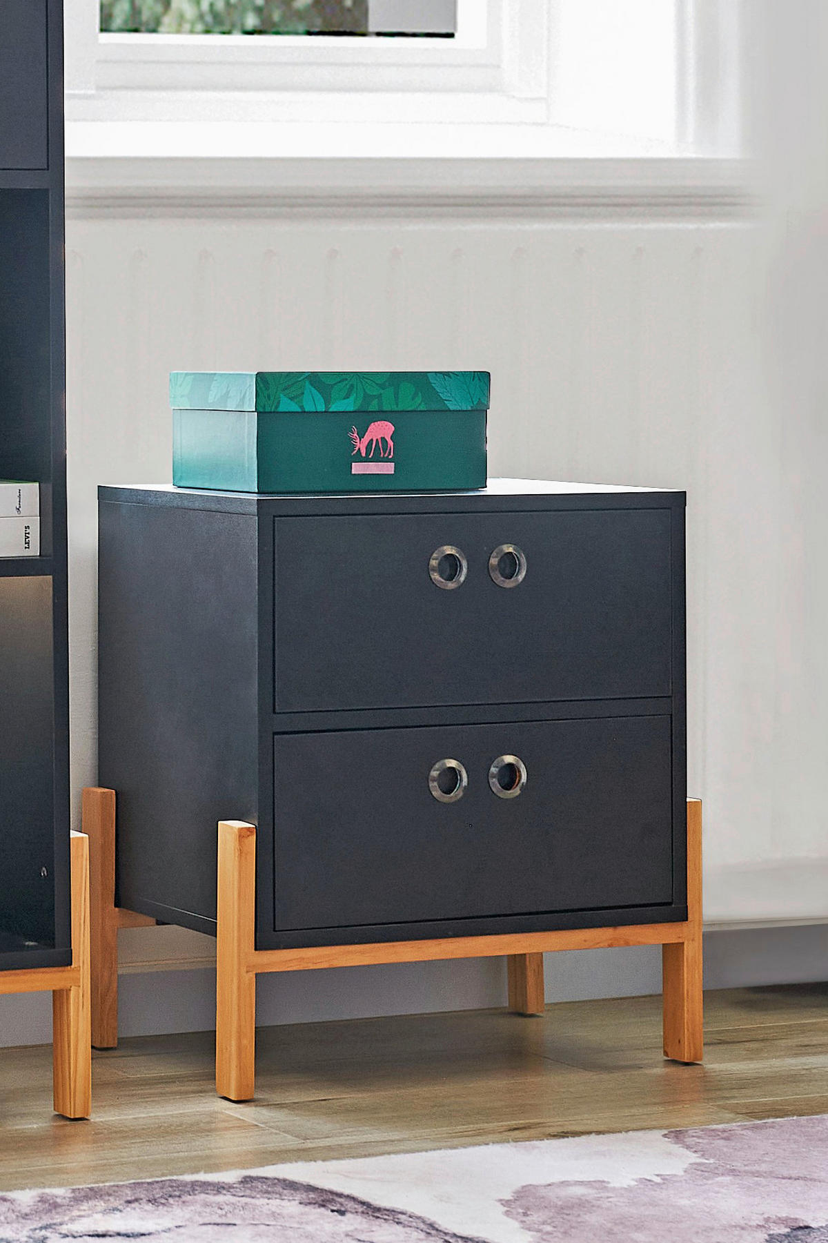 KOMMODE  in 50/55/35 cm  - Schwarz/Naturfarben, Design, Holz/Holzwerkstoff (50/55/35cm) - Livetastic