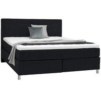 BOXSPRINGBETT 180/200 cm  in Schwarz  - Chromfarben/Schwarz, KONVENTIONELL, Kunststoff/Textil (180/200cm) - Voleo