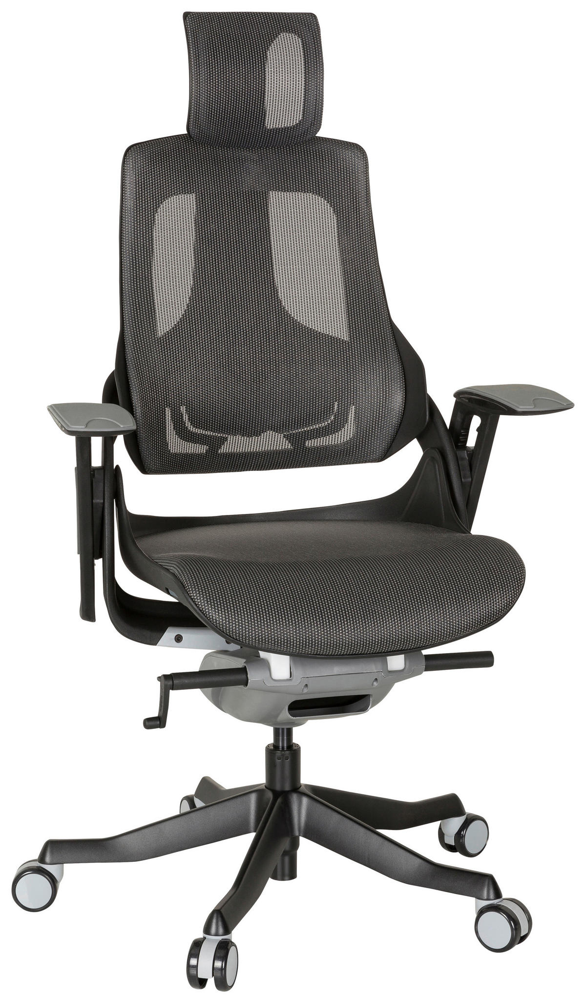 DREHSTUHL Netzbespannung Grau, Schwarz  - Schwarz/Grau, MODERN, Kunststoff/Textil (67/116/54cm) - MID.YOU