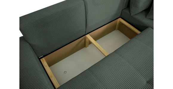 ECKSOFA inkl. Funktion Waldgrün Cord - Waldgrün/Schwarz, Design, Kunststoff/Textil (248/146cm) - Xora