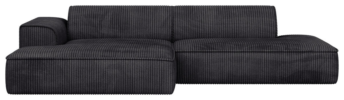 ECKSOFA BILLUND Anthrazit Cord Nierenkissen  - Anthrazit/Schwarz, KONVENTIONELL, Kunststoff/Textil (294/165cm) - Livetastic