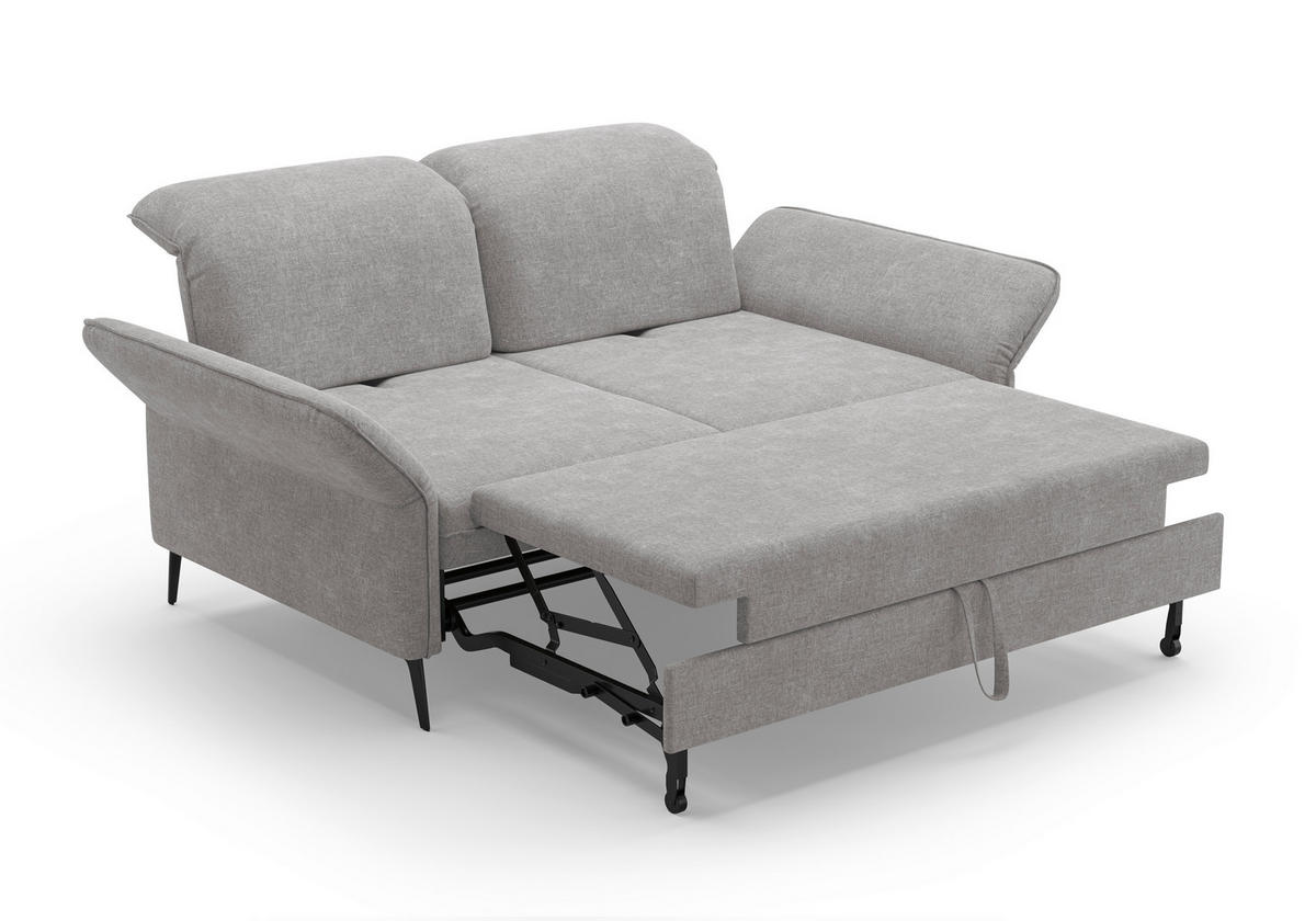 2,5-SITZER in Flachgewebe Hellgrau  - Hellgrau/Schwarz, KONVENTIONELL, Textil/Metall (189/92/123cm) - Sit & More