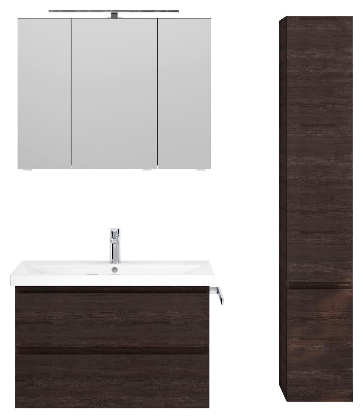 BADRUM 90 cm  - vit/kastanjefärgad, Klassisk, trämaterial/glas (90cm) - Sadena
