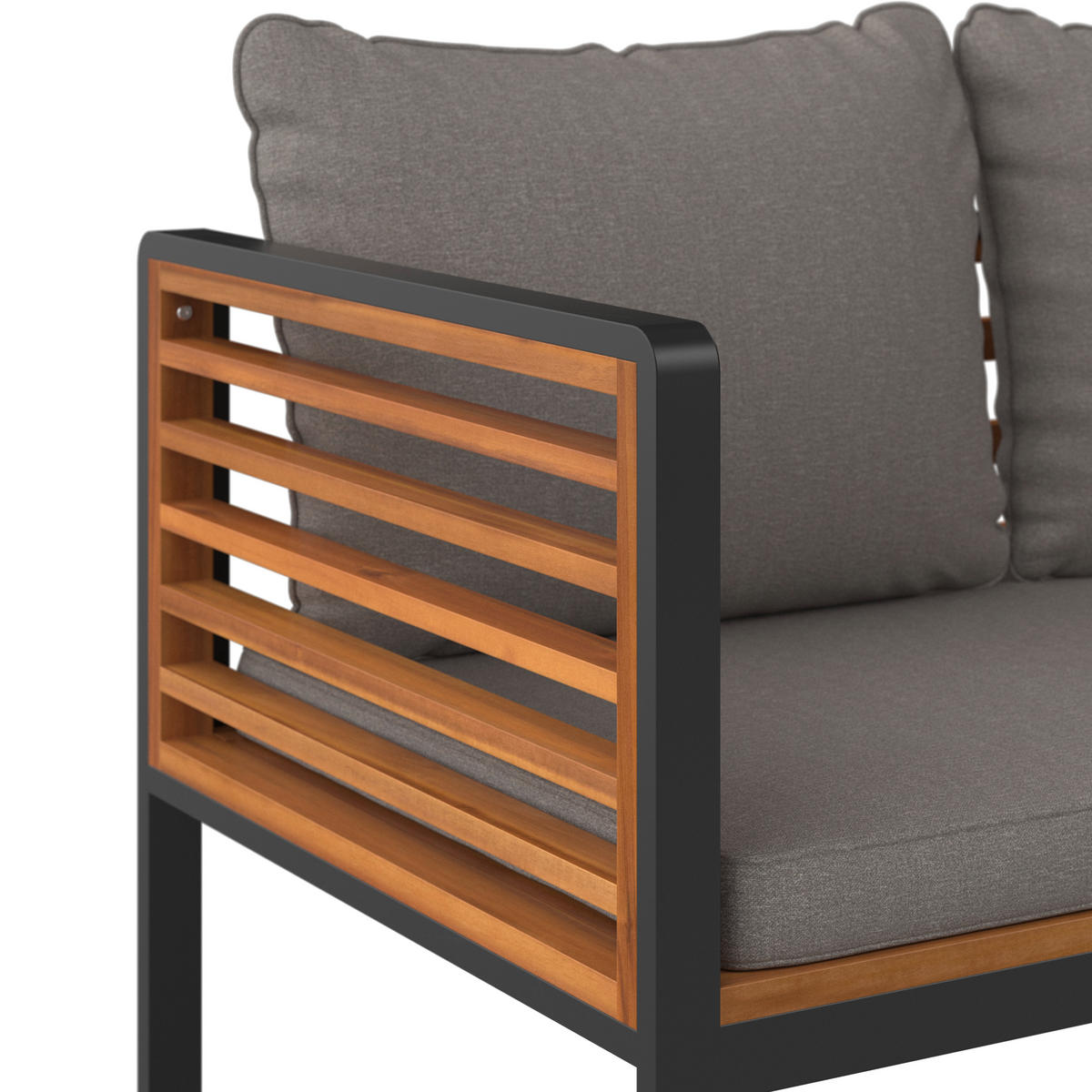 GARTENSET  - Schwarz/Akaziefarben, Design, Holz/Textil (128/68/90/70/70/41,5/68/68/50cm) - Ambia Garden